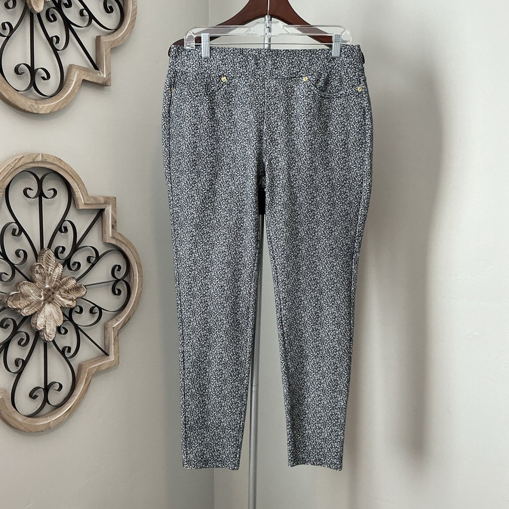 Michael Kors Leggings‎ Womens Black & White Ditsy Floral Print Sz Large